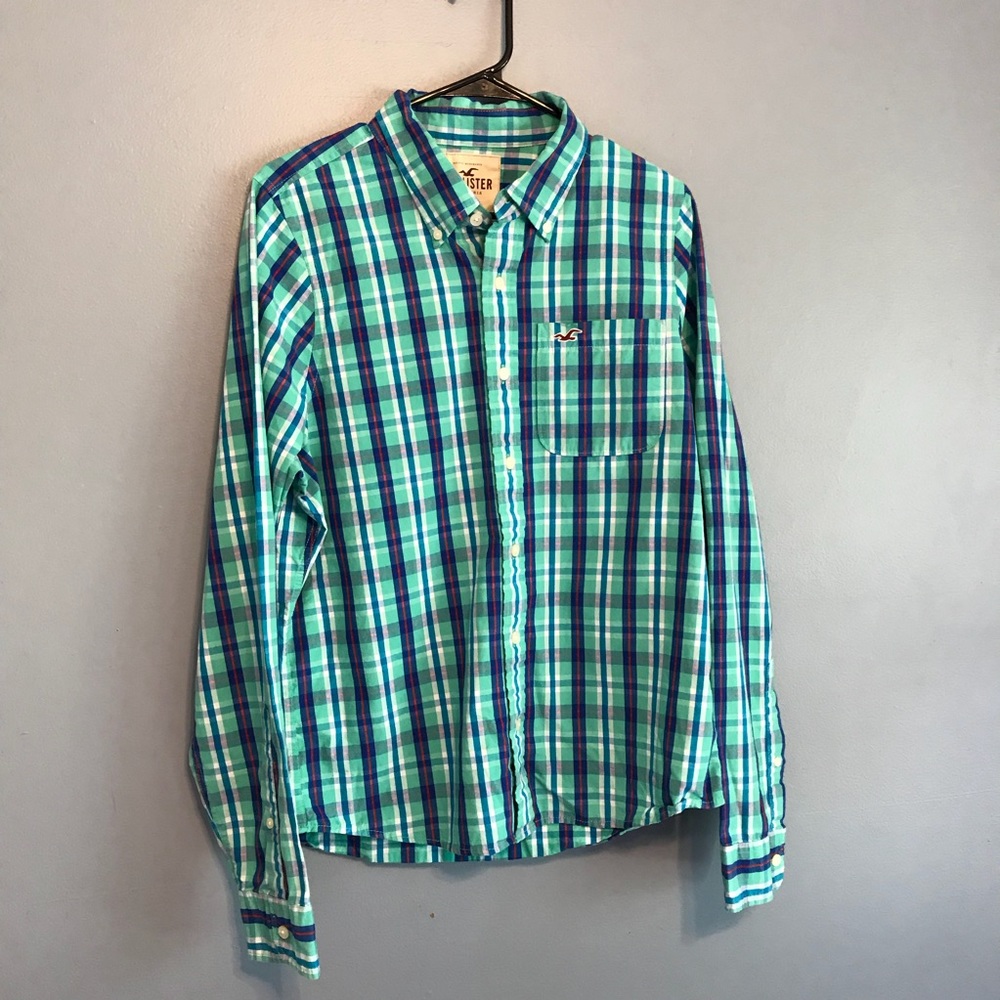 Hollister x large button up front plaid shirt